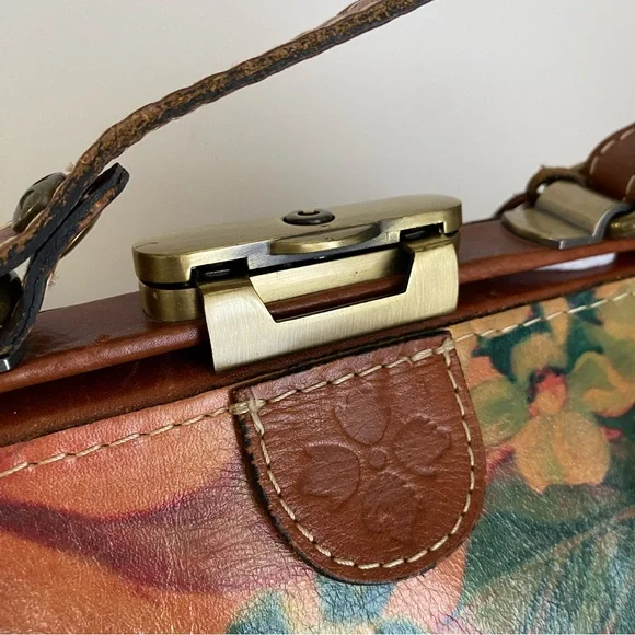 Patricia Nash Painted Floral Leather Satchel with Lock and Key - Picture 7 of 16